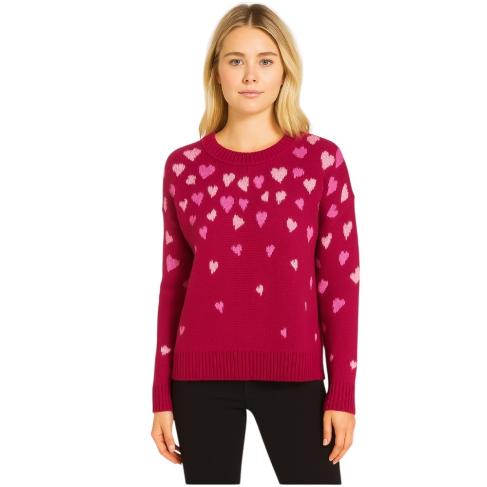 Lily Pulitzer Elizabelle Heart Sweater In Mulberry Size XS